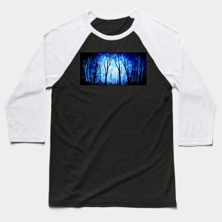 Minimal Black and Blue Forest Baseball T-Shirt